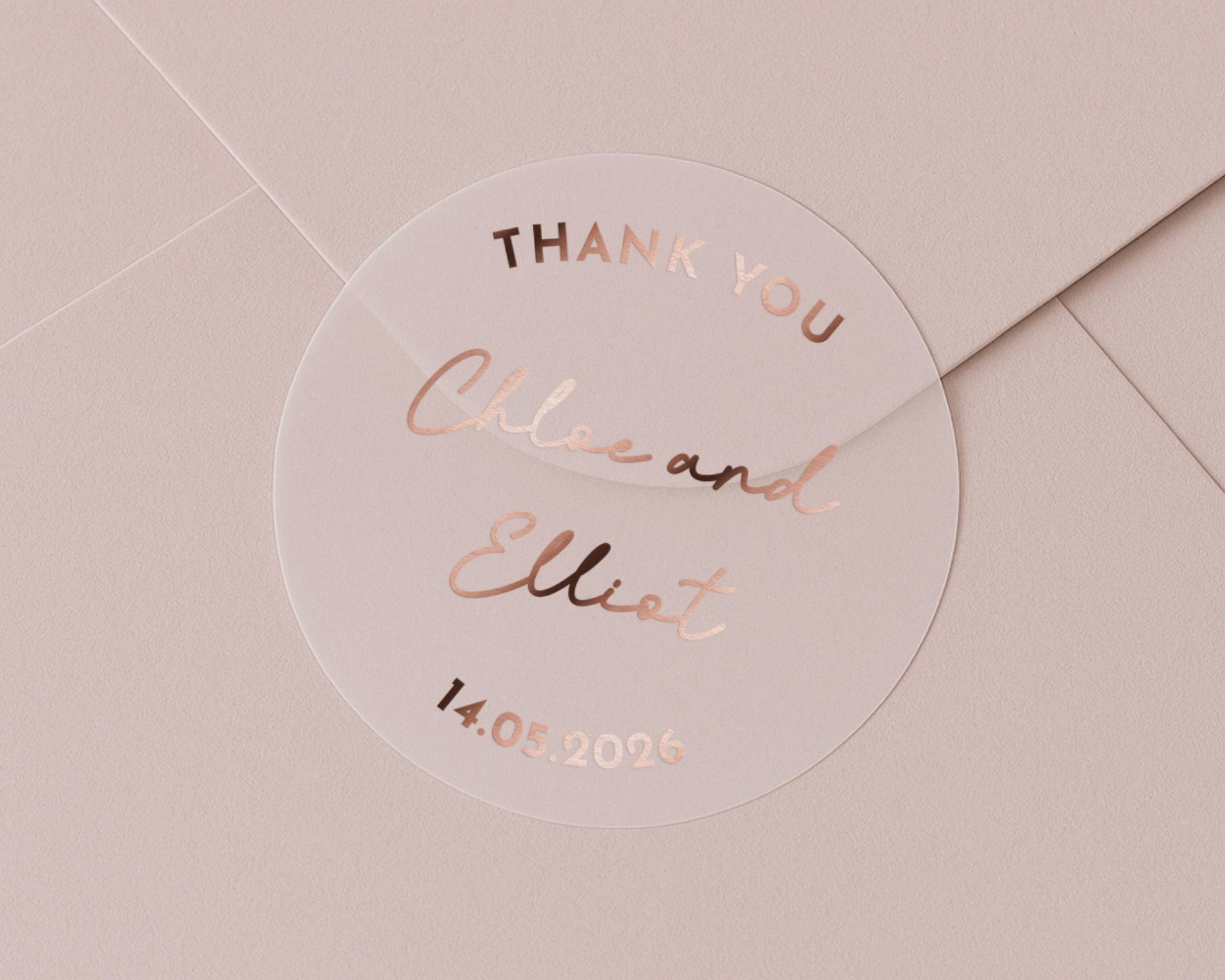 Thank You Sticker, Wedding Thank You Sticker, Personalised Wedding Sticker, Rose Gold Foil Sticker, Custom Thank You Label