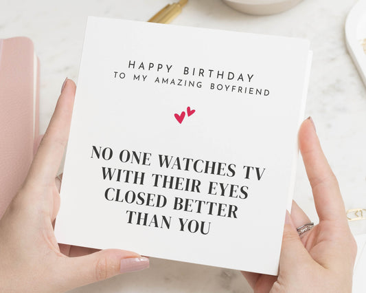 Birthday Card for Boyfriend, Funny Birthday Card for Him, Romantic Birthday Card, Simple Card for Partner, Printed Hearts Design