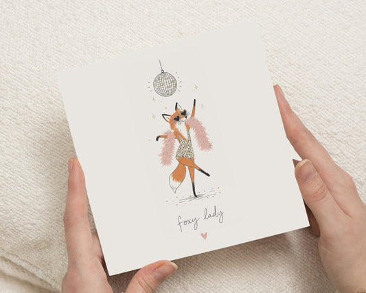 Foxy Lady Card, Fox Birthday Card for Her, Funny Birthday Cards for Girlfriend, Valentines Card for Wife, Cute Animal Card for Friend