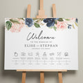 Floral Blush And Navy Sign, A1 Wedding Order Of Events Sign, Personalised Wedding Itinerary, Greenery Wedding Day Timeline Of Events 'Elise'