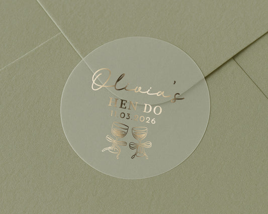 Hen Do Sticker, Personalised Hen Party Sticker, Custom Hen Do Label, Gold Foil Hen Party Sticker, Bridesmaid Gift Sticker, Hen Night Sticker