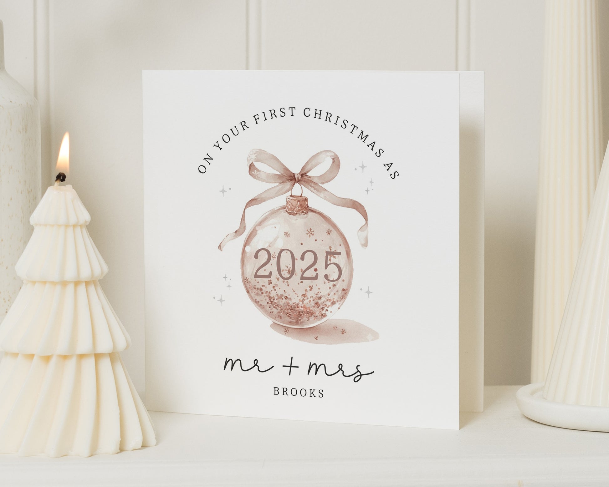 First Christmas As Mr And Mrs Card, Personalised Christmas Card, Newlywed Christmas Card, First Married Christmas Card