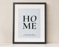 Personalised Family Name Print, Light Blue Wall Art, New Home Gift, House Warming Gift, Living Room Art, Black Framed Print, Portrait Print
