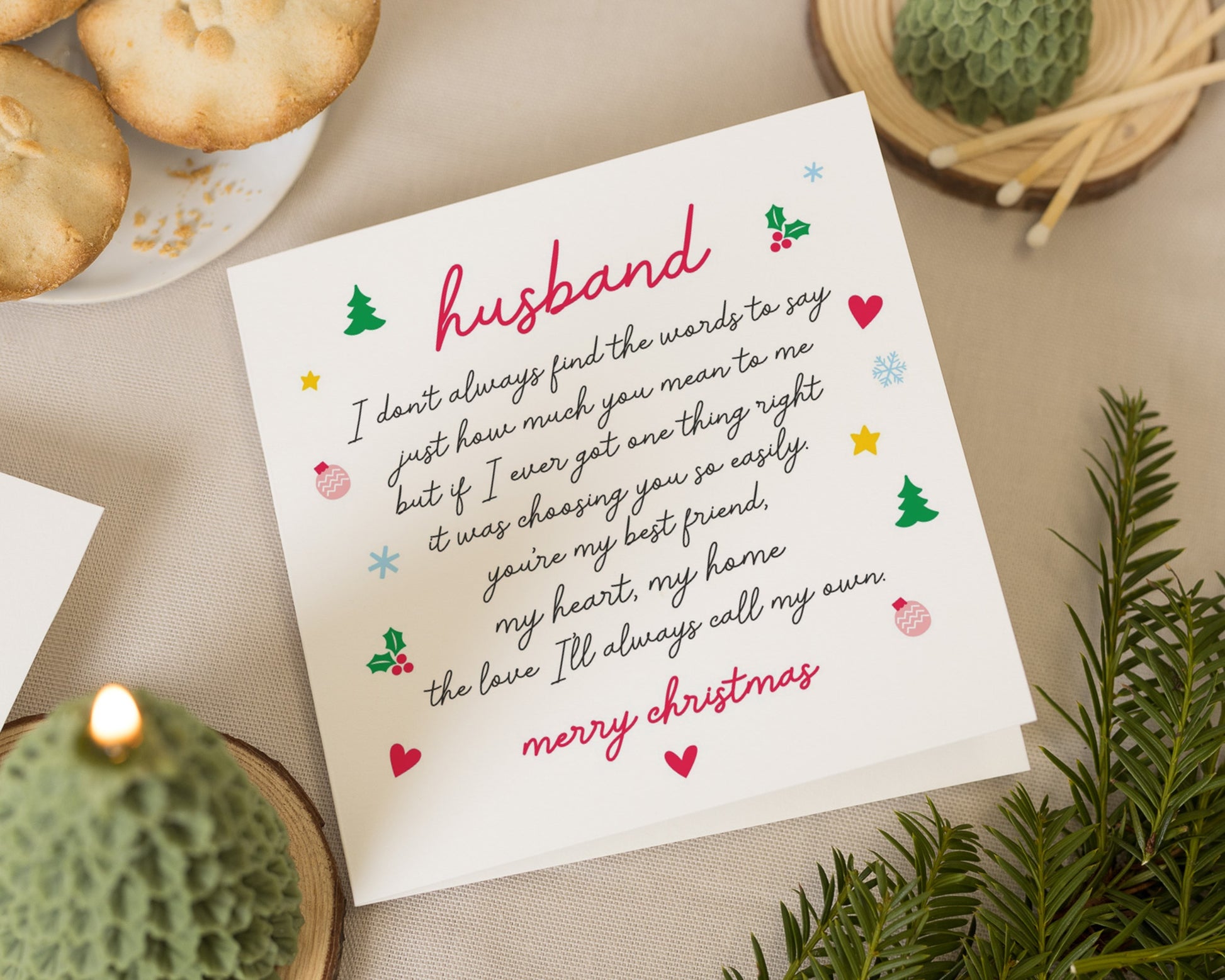 Christmas Card for Husband, Husband Christmas Card, Christmas Card for Him, Romantic Christmas Card, Personalised Husband Card