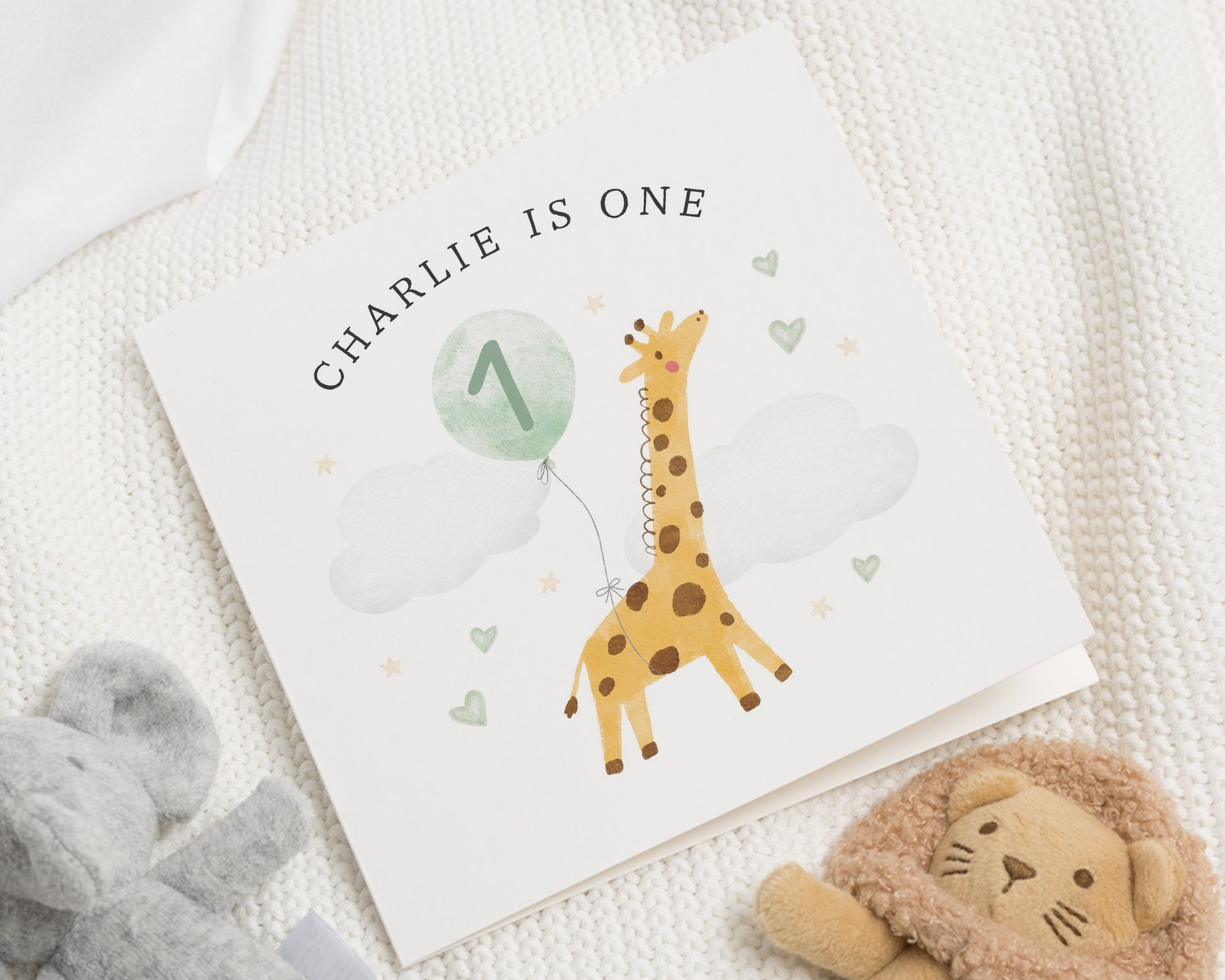 1st Birthday Card for Boy, Personalised Giraffe Birthday Card, First Birthday Card, Safari Birthday Card, Birthday Card for Son