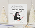 Christmas Card for Mummy, Penguin Christmas Card, Personalised Christmas Card for Mum, Cute Christmas Card from Child