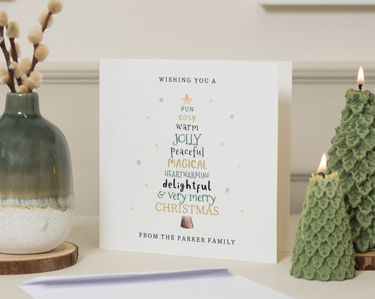 Personalised Christmas Card, Square Christmas Card, Family Christmas Card, Pack of Christmas Cards