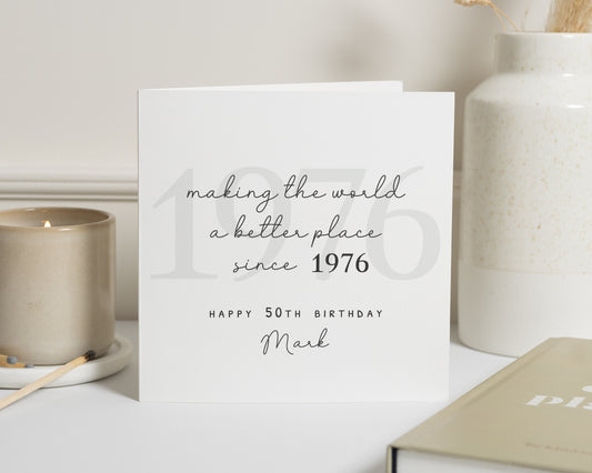 50th Birthday Card for Him, Personalised 50th Birthday Card, Birthday Card for Dad, Husband, Friend, Custom Name, Milestone Birthday Card