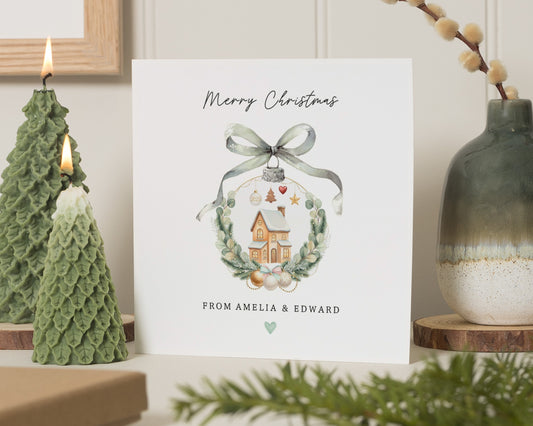 Personalised Christmas Card, Square Christmas Card, Custom Name Christmas Card, Merry Christmas Card, Family Christmas Card