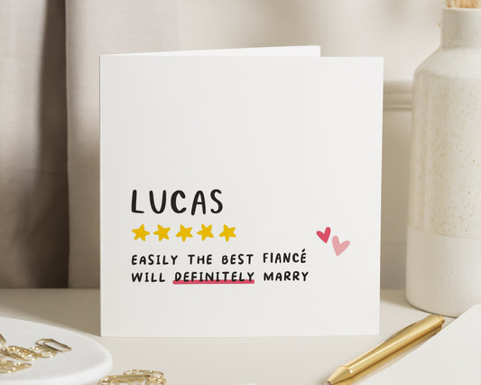 Funny Valentines Card for Fiancé, Birthday Card for Fiancé, Personalised Card for Him, Cute Boyfriend Card, Five Star Card