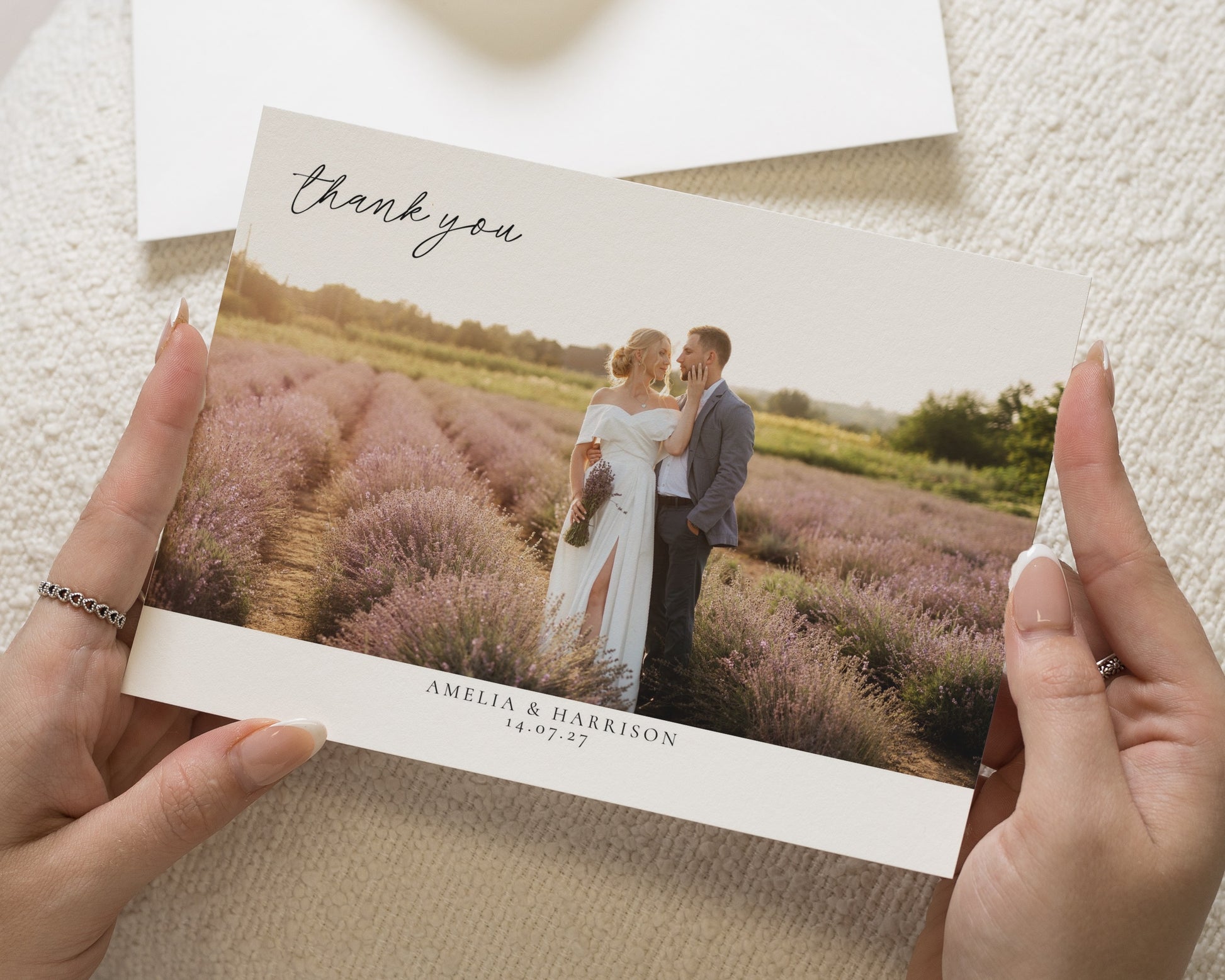 Personalised Wedding Thank You Cards, Photo Wedding Thank You Card, Personalised Thank You Cards, Flat Wedding Thank You Postcard