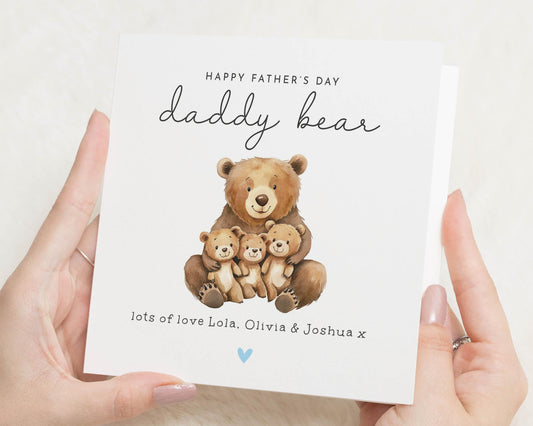 Fathers Day Card Daddy Bear, Fathers Day Card from Kids, Cute Bear Card, Personalised Fathers Day Card, Daddy Card, Fathers Day Gift