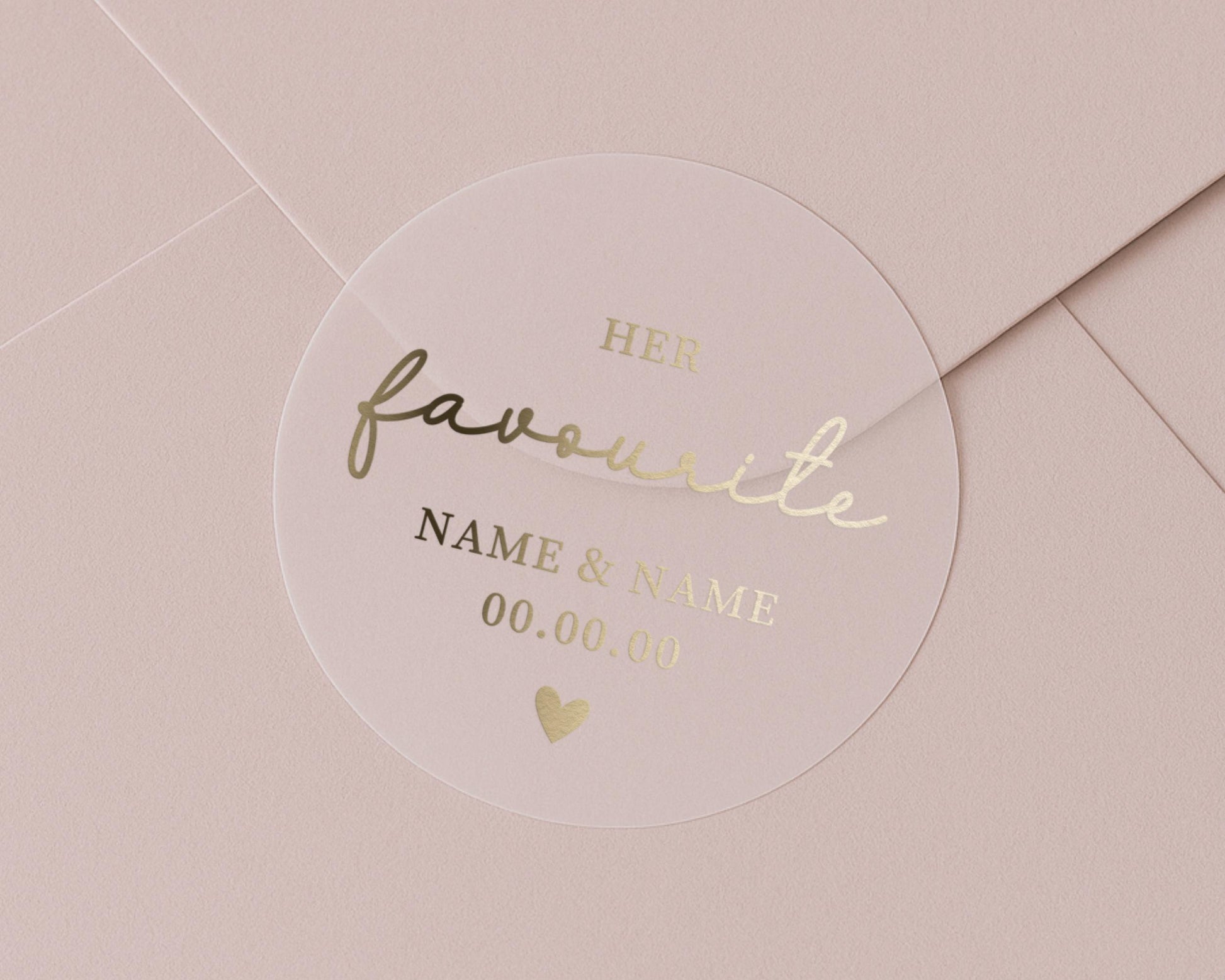 Personalised Her Favourite Sticker, Gold Foil Envelope Seal, Custom Wedding Sticker, Name Sticker, Wedding Envelope Sticker