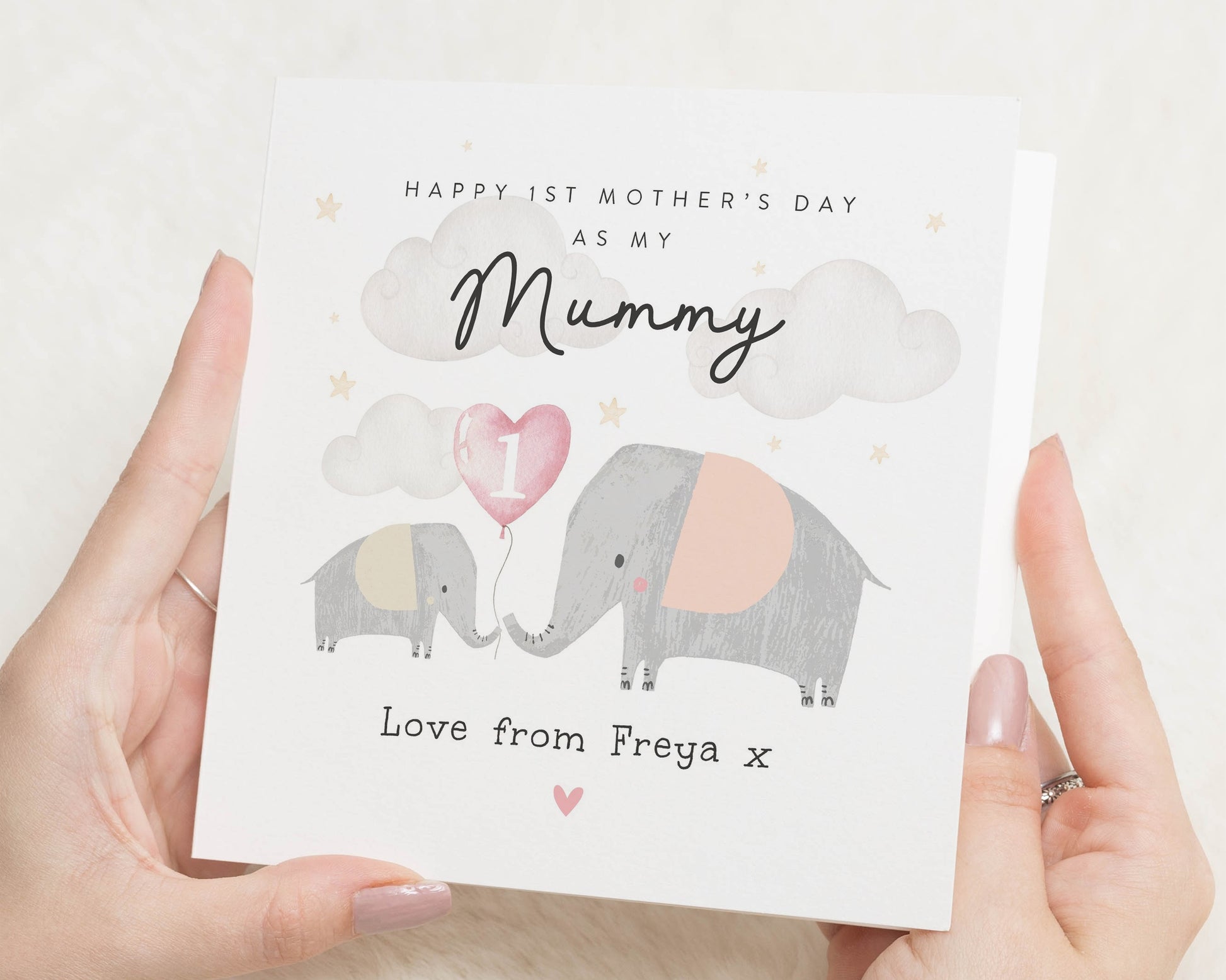 1st Mothers Day Card, First Mothers Day Card from Baby, Mothers Day Card for Mummy, Elephant Card, New Mum Card, Personalised Mothers Day