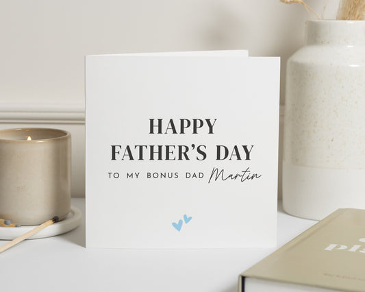 Fathers Day Card for Bonus Dad, Personalised Fathers Day Card, Step Dad Fathers Day Card, Custom Fathers Day Card for Him