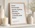 Personalised Quote Print, Custom Lyrics Wall Art, Favourite Song Lyric Print, Anniversary Gift for Couple, Portrait Typography Print