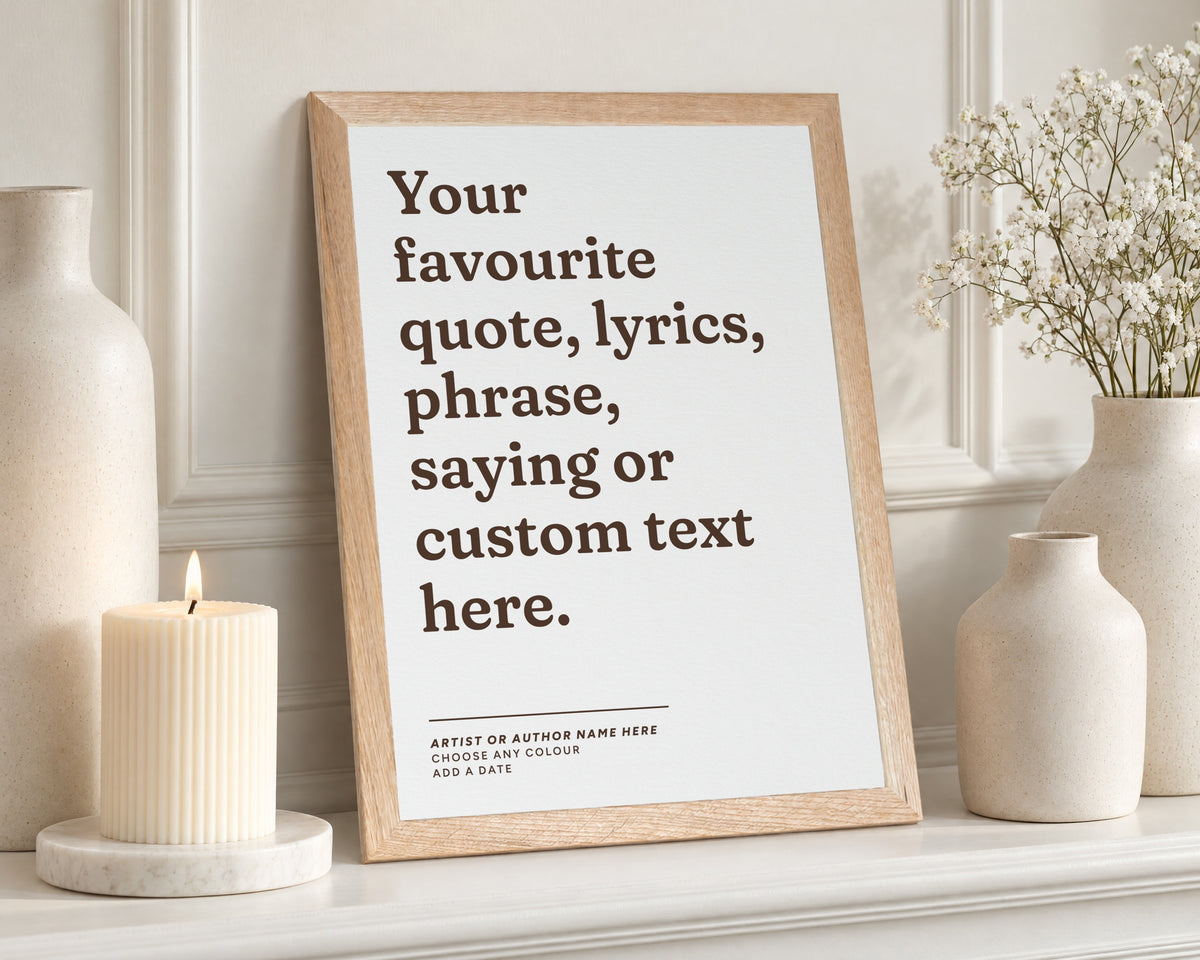Personalised Quote Print, Custom Lyrics Wall Art, Favourite Song Lyric Print, Anniversary Gift for Couple, Portrait Typography Print