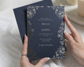 Gold Foil Floral Wedding Invitations, Navy Botanical Wedding Invites, Elegant Personalised Invitation Suite, Classic Garden Stationery