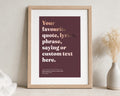 Personalised Rose Gold Foil Lyrics Print, Burgundy Wall Art, Custom Quote Print, Wedding Gift for Couple, First Dance Song Art