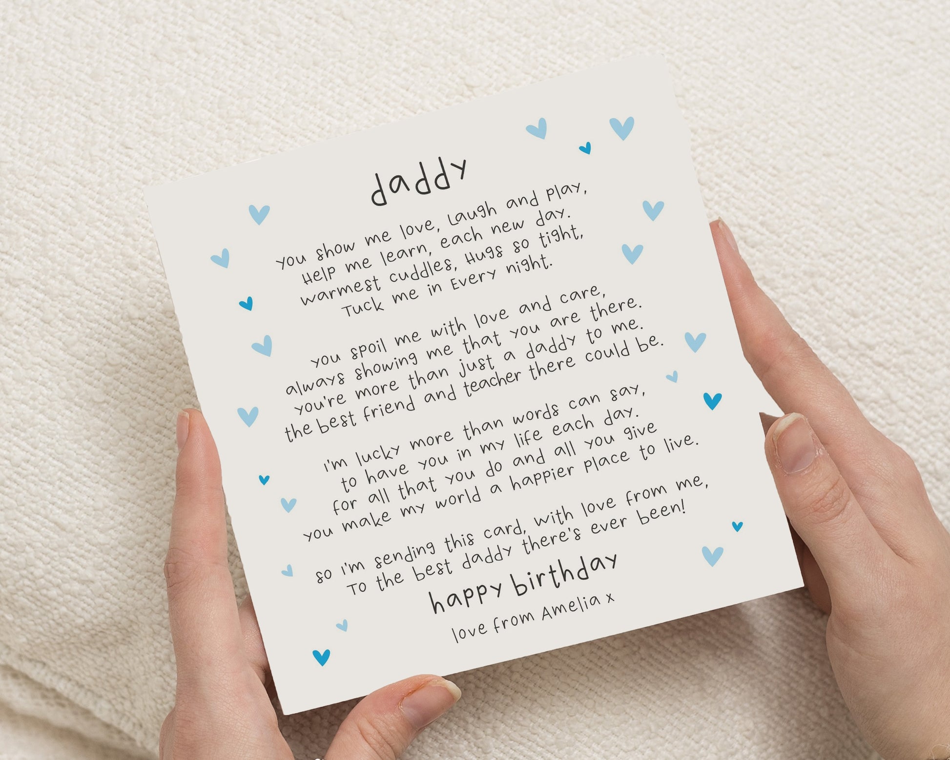 Daddy Birthday Card From Child, Birthday Card for Dad, Personalised Daddy Card, Cute Poem Birthday Card, Birthday Card From Baby