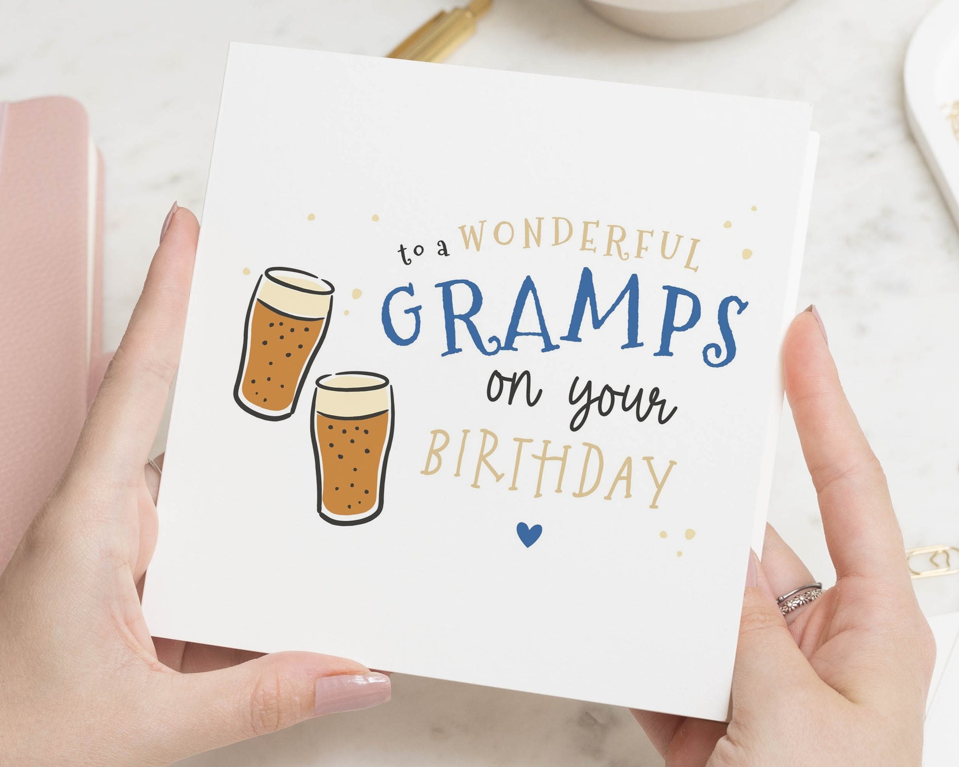 Birthday Card for Gramps, Grandad Birthday Card, Birthday Card for Him, Grandfather Birthday Card, Pint Illustration Card