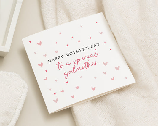 Mother's Day Card for Godmother, Special Godmother Mother's Day Card, Mother's Day Card for Her, Cute Hearts Godparent Card