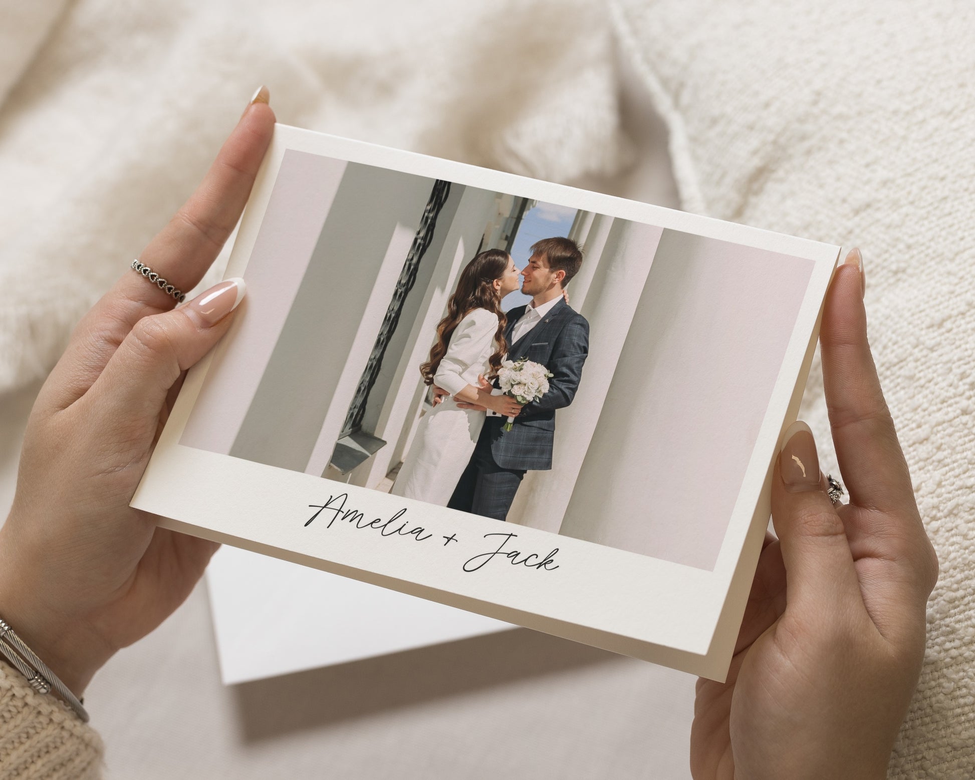 Personalised Wedding Thank You Cards, Photo Wedding Thank You Cards, Folded Wedding Thank You Cards, Minimal Thank You Cards, A6 5x7