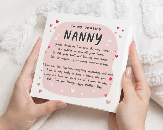 Mothers Day Card for Nanny, Nanny Mothers Day Card, Card for Nanny, Personalised Mothers Day Card, Cute Mothers Day Card for Her