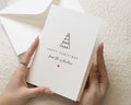 Personalised Christmas Card, Minimalist Christmas Tree Card, Custom Family Name, Pack of Christmas Cards, Pack of 10, 20, 50 or 100