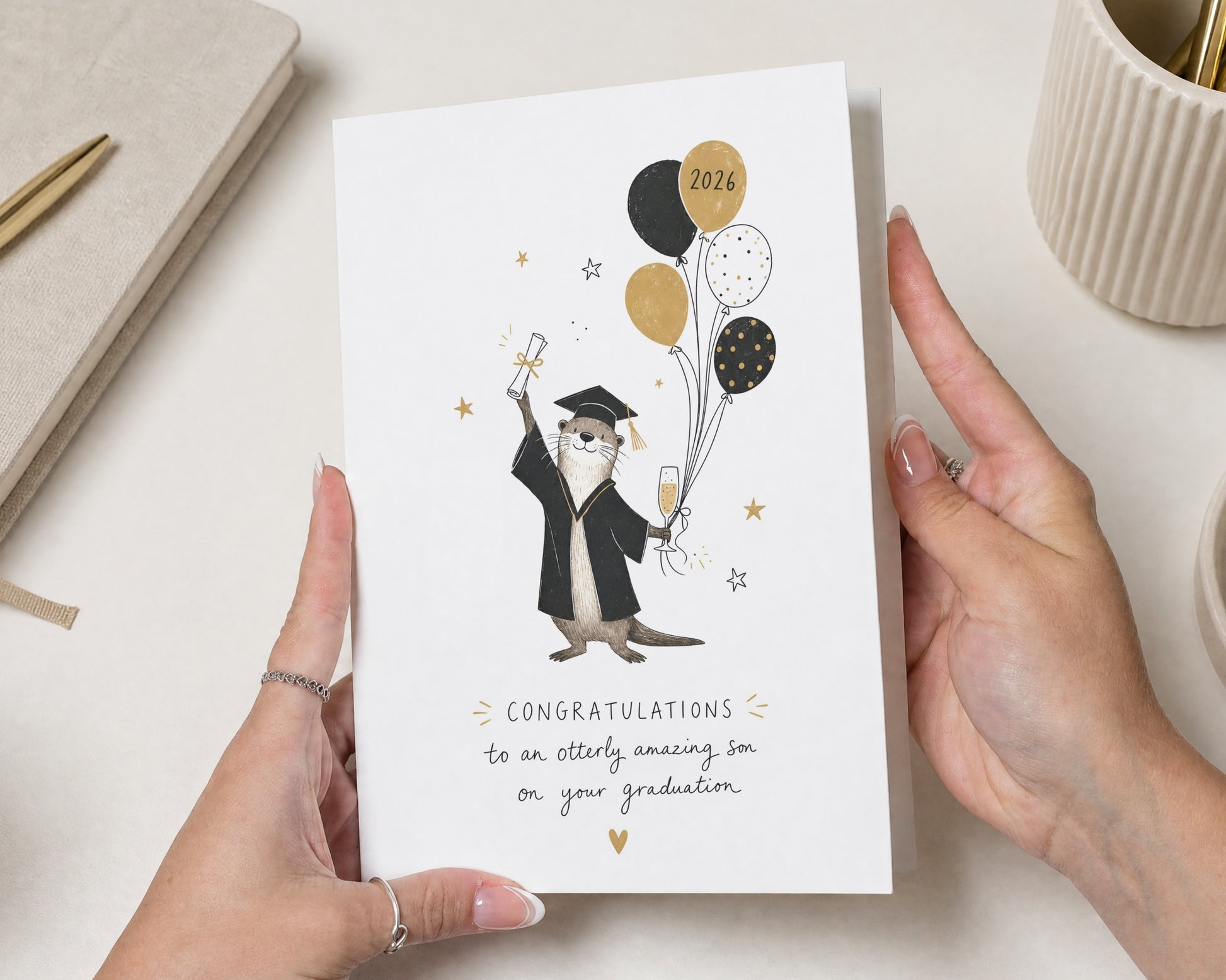 Graduation Card for Son, Son Graduation Card, Personalised Graduation Card, Congratulations Card, University Graduation Card, Otter Card
