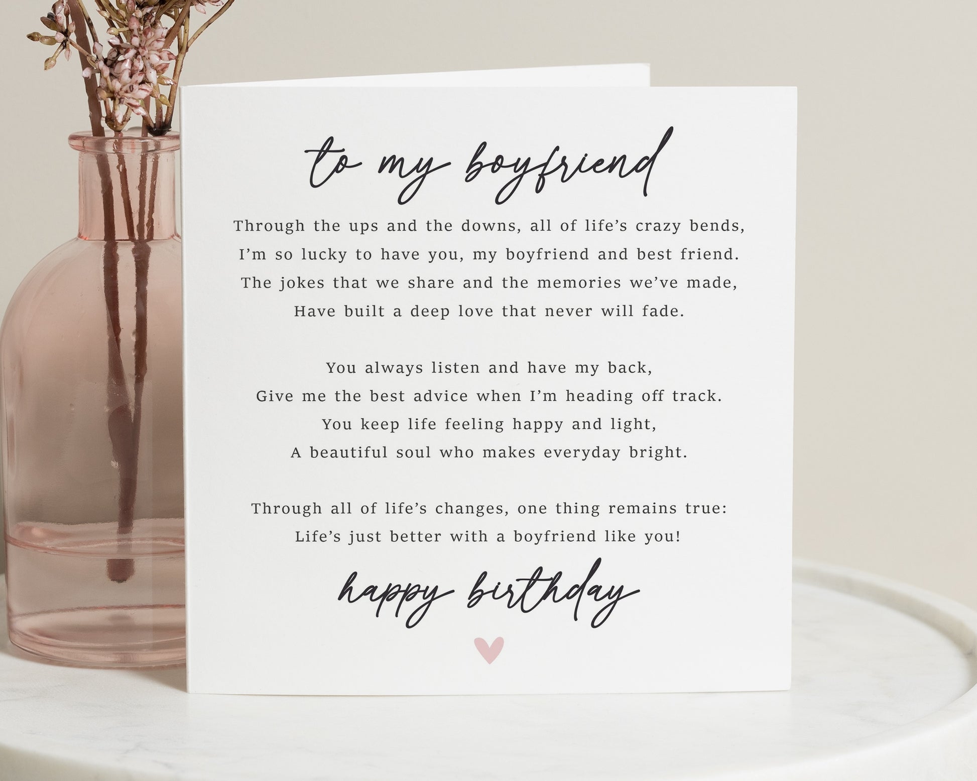Birthday Card for Boyfriend, Boyfriend Birthday Card, Birthday Card for Him, Romantic Birthday Card, Poem Card for Boyfriend