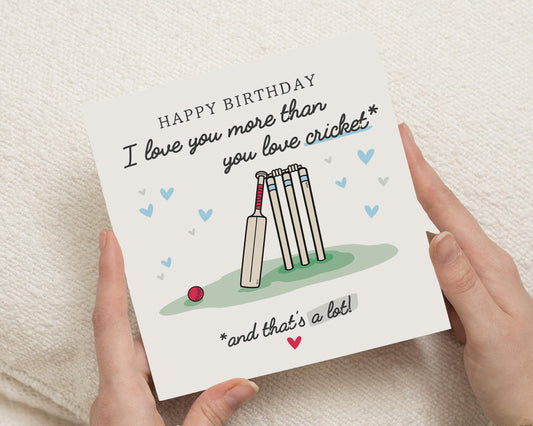 Birthday Card for Him, Cricket Birthday Card, Funny Birthday Card, Birthday Card for Dad, Husband, Son, Friend, Cute Sports Card