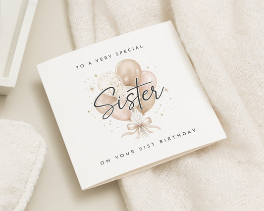 21st Birthday Card for Sister, Sister Birthday Card, Birthday Card for Sister, 21st Birthday Cards for Her, Personalised Birthday Card