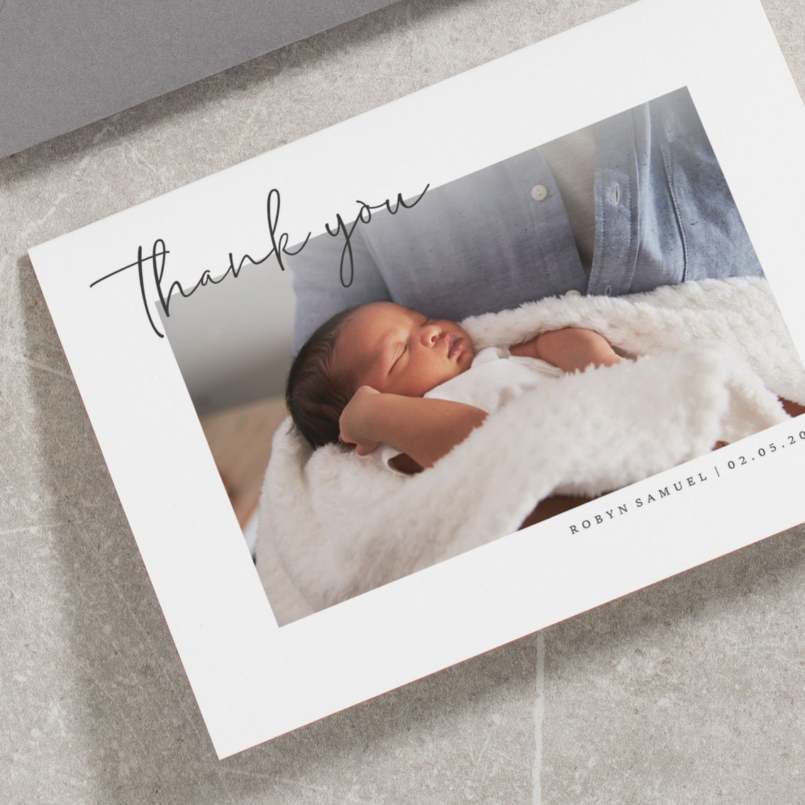 Baby Thank You Cards With Photo, Personalised Christening Thank You Cards, Includes Envelopes, Baby Thank You Cards Printed &#39;Robyn&#39;