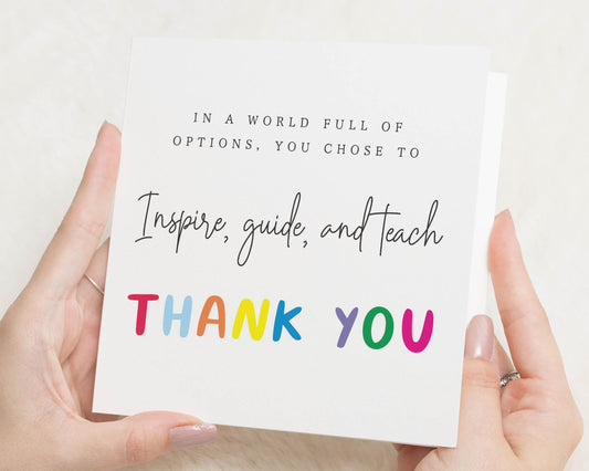 Thank You Card for Teacher, Teacher Thank You Card, Thank You Card for Her, Rainbow Thank You Card, End of Term Card, Teaching Assistant