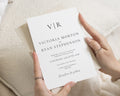 Minimalist Monogram Wedding Invitation, Elegant Black and White Wedding Invite, Simple Personalised Wedding Invitation Suite