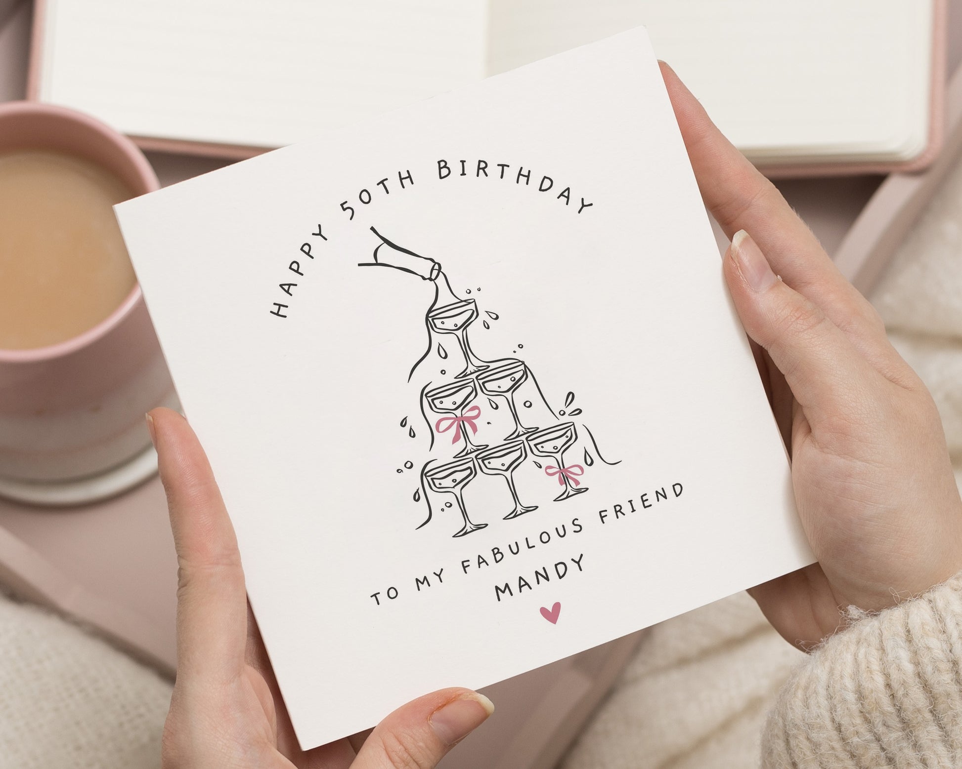 50th Birthday Card for Friend, Personalised 50th Birthday Card, Fabulous Friend Birthday Card, Champagne Birthday Card for Her