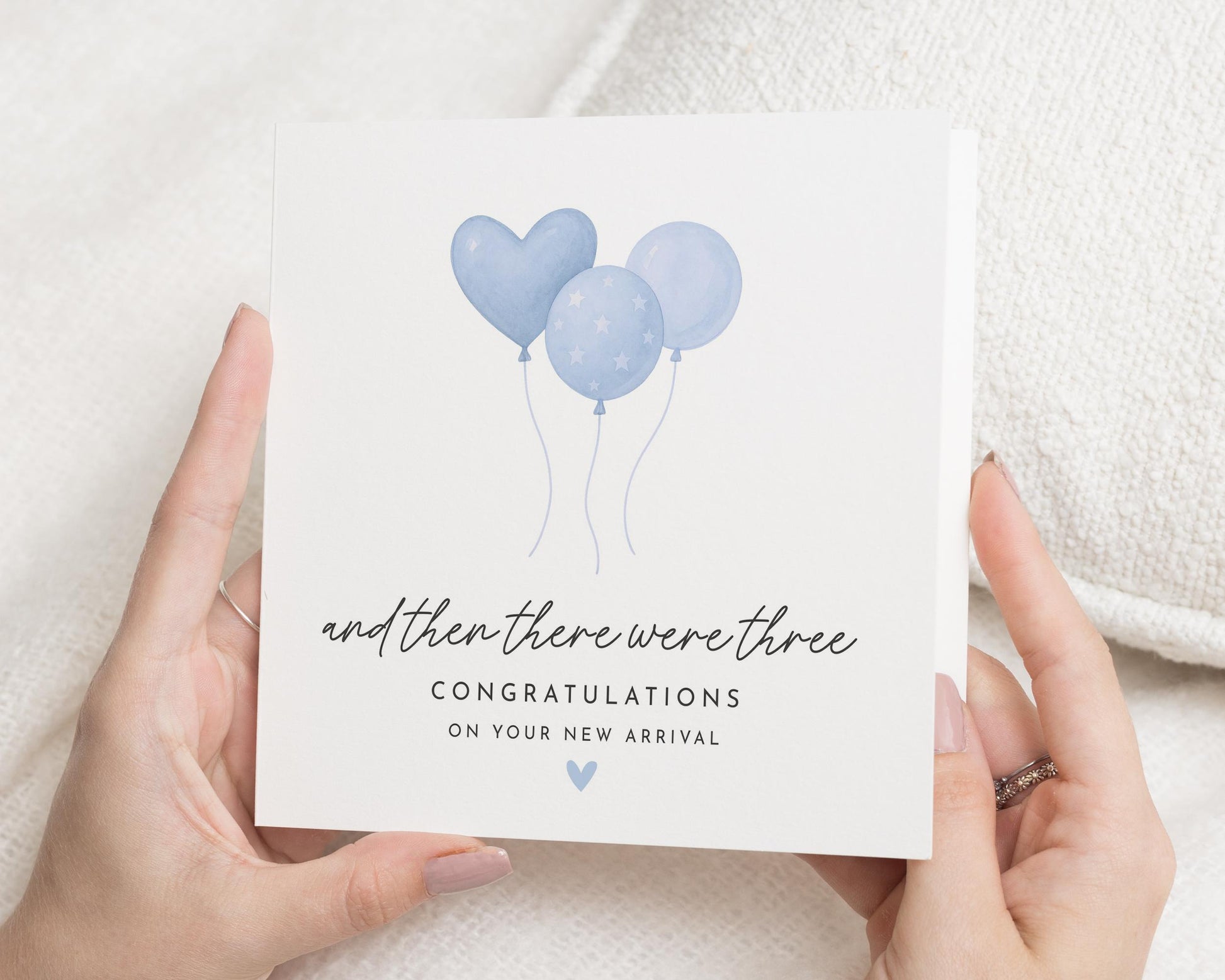 And Then There Were Three Card, New Baby Card, Family Of Three Card, Congratulations Card, New Arrival Card, Baby Boy Card