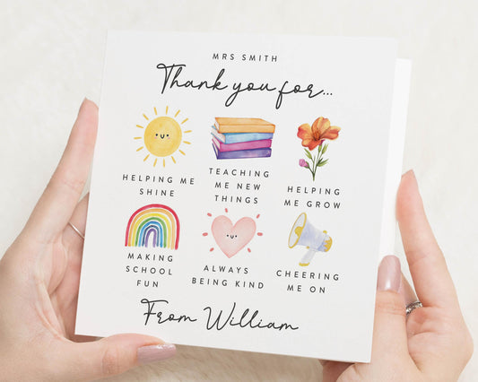 Thank You Teacher Card, Personalised Teacher Thank You Card, End Of Term Card, Thank You Card For Teacher, Teaching Assistant Card