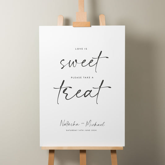 Simple Wedding Sweet Station Sign, Take A Treat Sign For Wedding, Simple Wedding Sign For Sweet Table, Minimalistic Wedding Sign &#39;Natasha&#39;