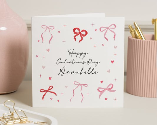 Galentines Day Card, Personalised Galentines Card, Galentines Card for Friend, Galentines Day Card for Her, Cute Bow Heart Card