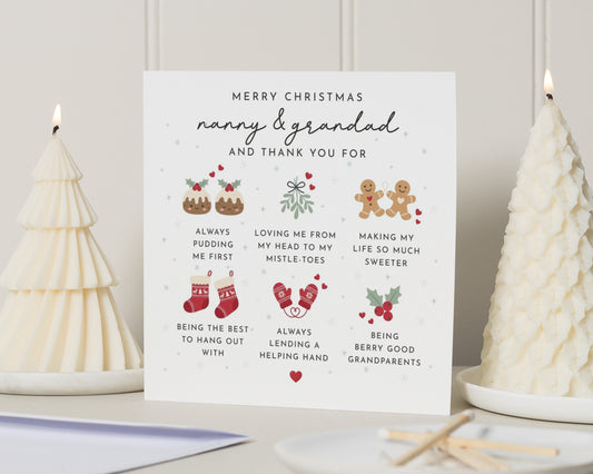 Christmas Card for Nanny and Grandad, Grandparents Christmas Card, Merry Christmas Card, Cute Christmas Card for Grandparents