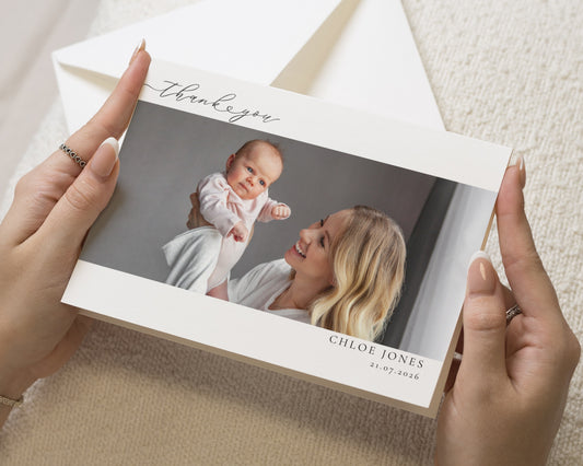 Personalised Baby Thank You Cards, Baby Thank You Card, Photo Thank You Card, Personalised Thank You Cards, Birth Announcement Card, Simple