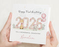 1st Birthday Card for Daughter, Personalised Birthday Card, Floral Giraffe Elephant Card, First Birthday Card for Girl, 2026 Card