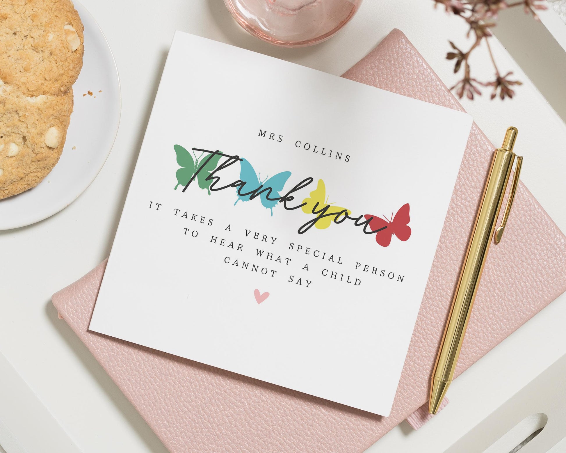 Thank You Card for SEN Teacher, Autism Thank You Card, Special Needs Teacher Card, Personalised Butterfly Card