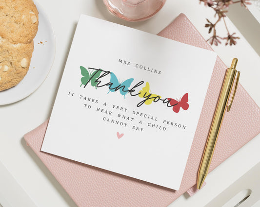 Thank You Card for SEN Teacher, Autism Thank You Card, Special Needs Teacher Card, Personalised Butterfly Card