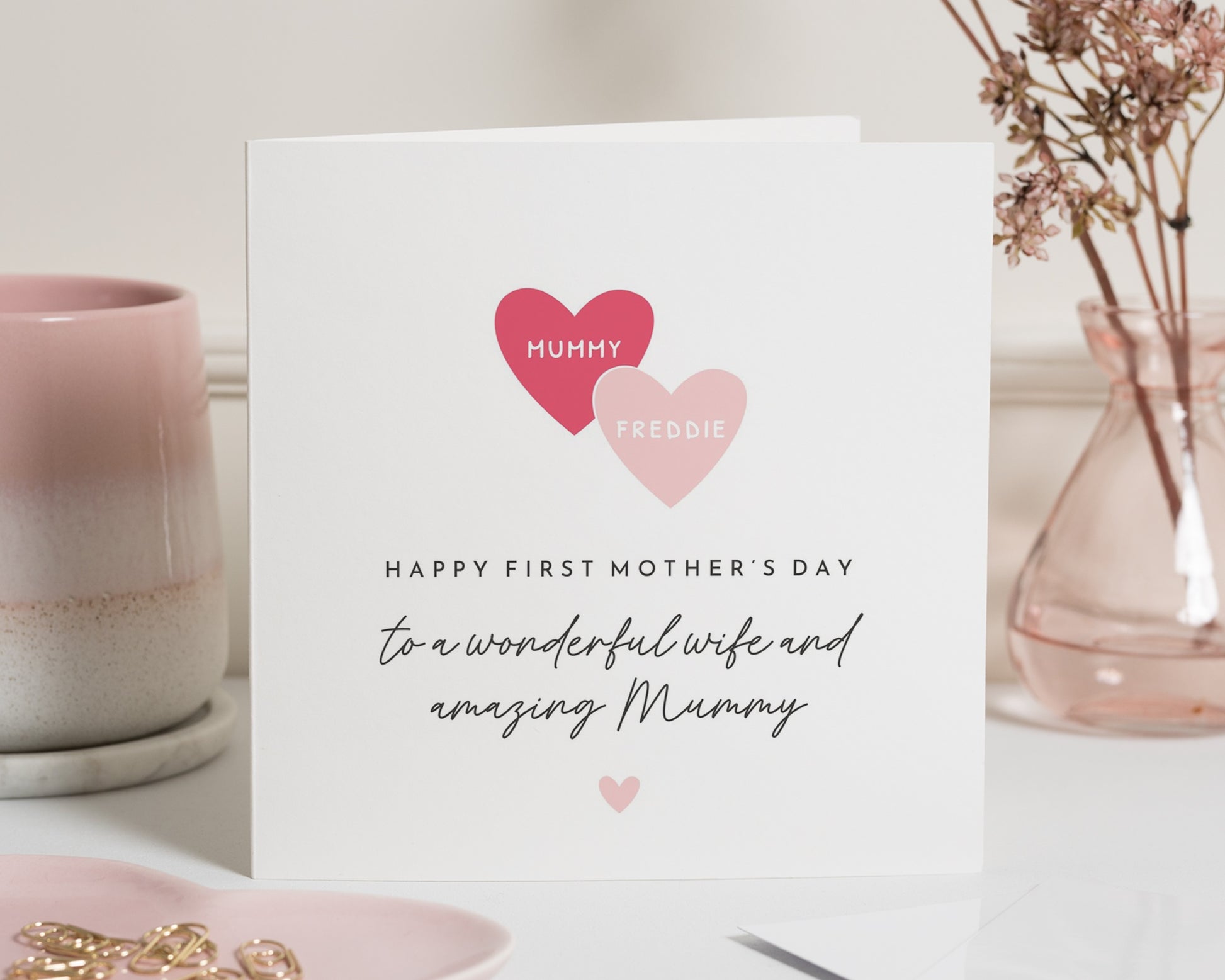 First Mothers Day Card, Personalised Mothers Day Card, Card for Wife, Card from Baby, Mothers Day Card for Mummy, Heart Card