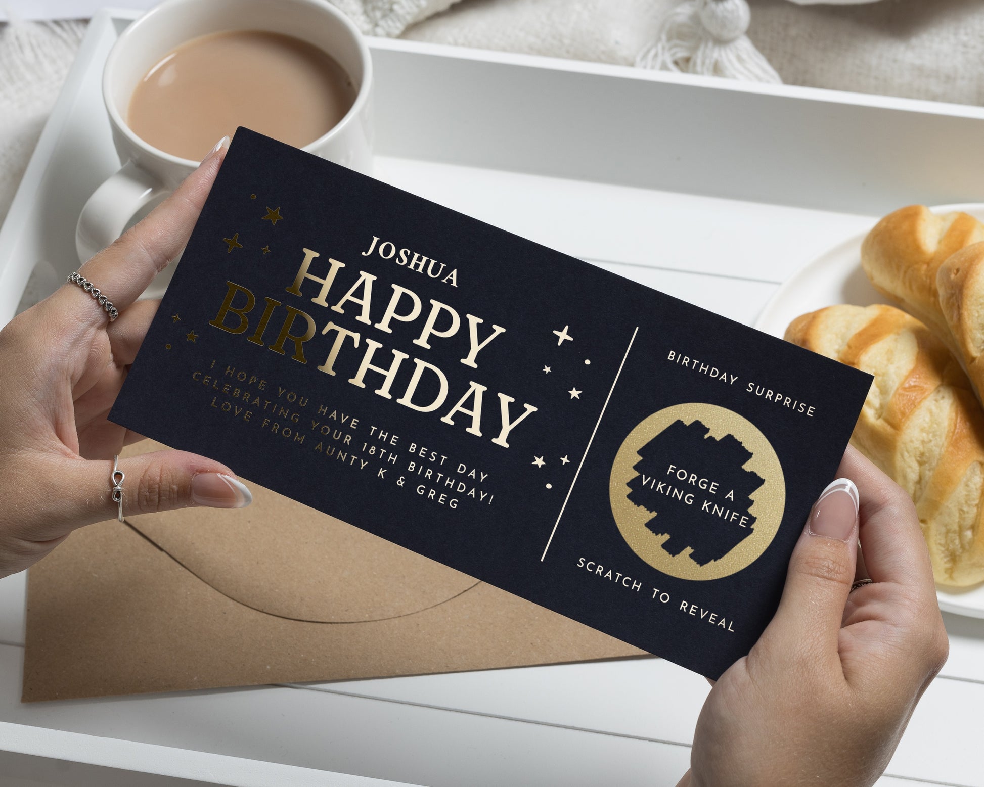 Personalised Birthday Gift Voucher, Scratch To Reveal, Birthday Surprise, Custom Gold Foil Voucher, Gift For Him Or Her
