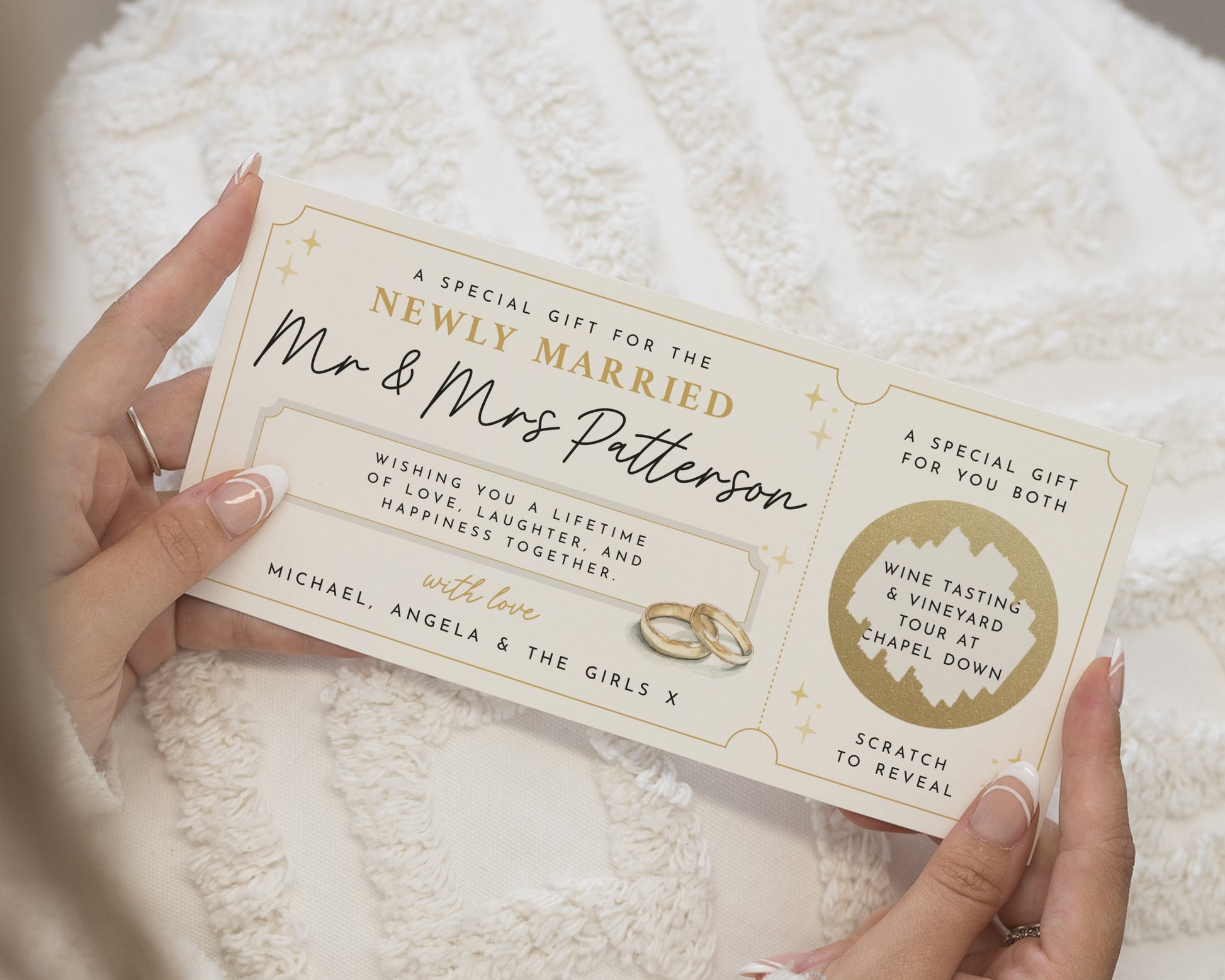 Personalised Wedding Gift Voucher, Newly Married Gift, Wine Tasting Gift, Custom Gift Voucher, Scratch To Reveal