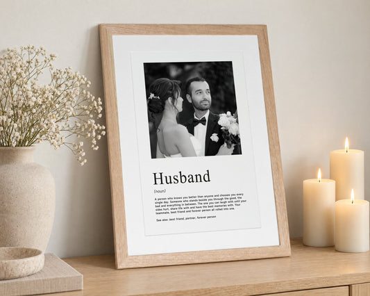 Personalised Husband Print From Your Photo, Definition Wall Art, Gift for Husband, Anniversary Gift, Romantic Bedroom Wall Art